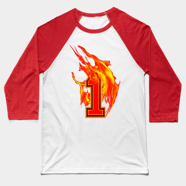 Burning Hot Sports Letter 1 Baseball T-Shirt by Adatude